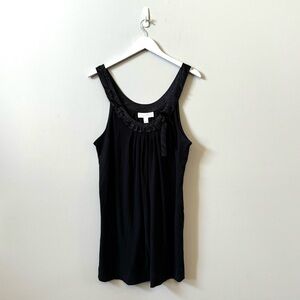 Oscar De la Renta pink label black cotton blend ribbon tank top